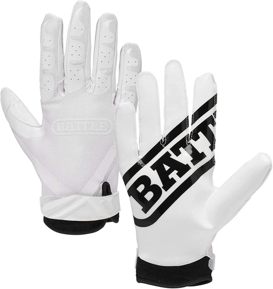 Battle Ultra-Stick Receiver Gloves, Youth Small - White/White - Opticdeals