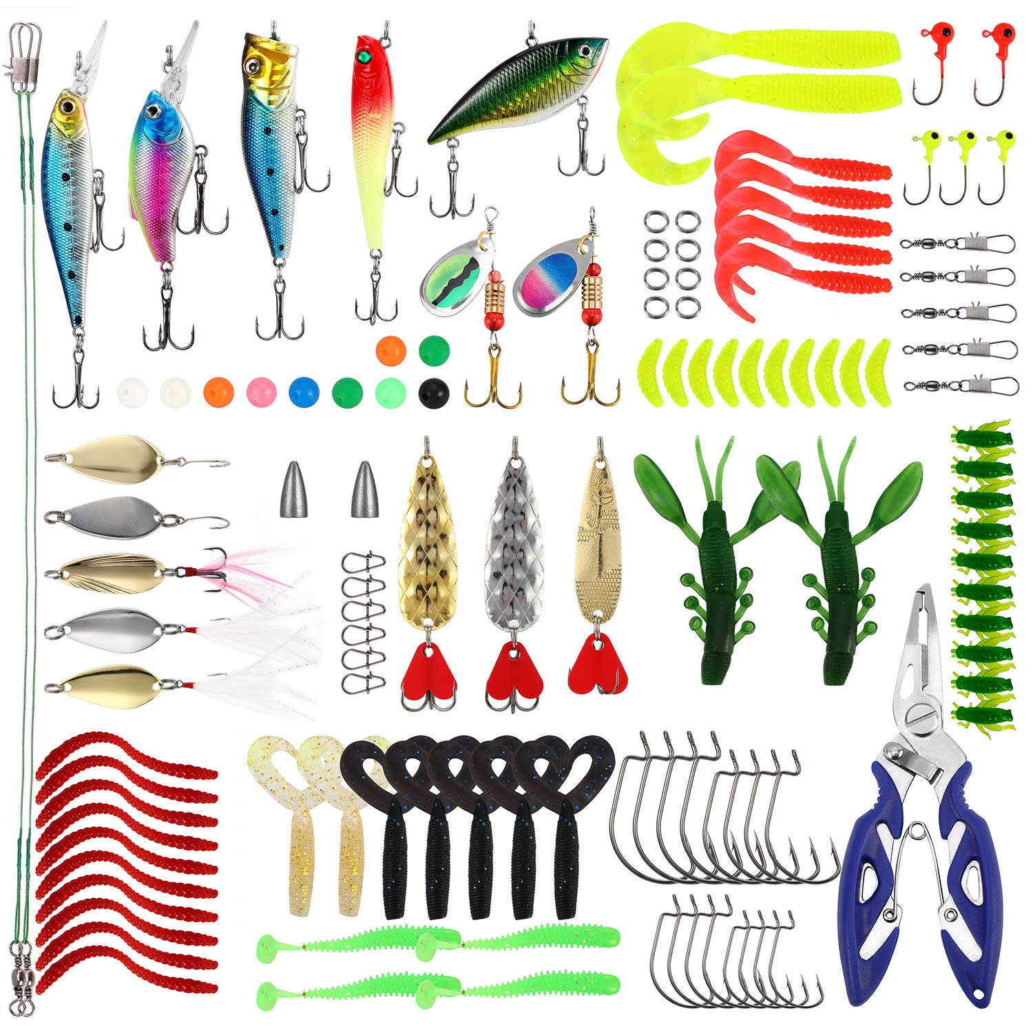 Magreel Fishing Lures Kit 120pcs Fish Baits Kit Set with Tackle Box.